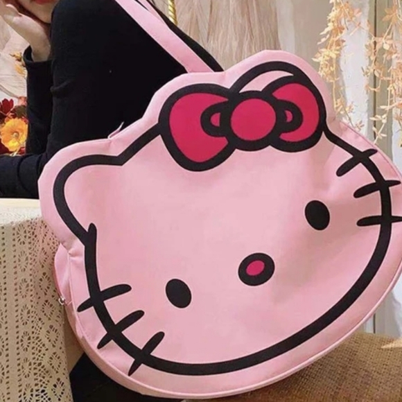 Bags | Hello Kitty Face Tote Shopping Travel Bag Pink | Poshmark